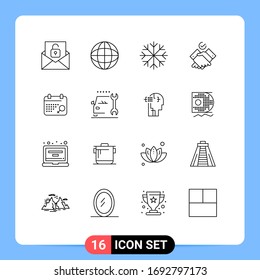 16 Thematic Vector Outlines and Editable Symbols of plan; calendar; laboratory; work; job Editable Vector Design Elements