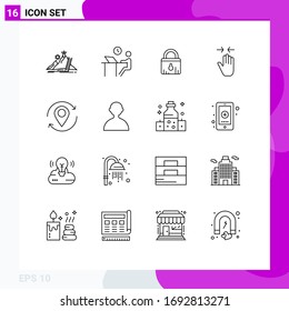 16 Thematic Vector Outlines and Editable Symbols of arrow; gesture; person; hand; ecommerce Editable Vector Design Elements
