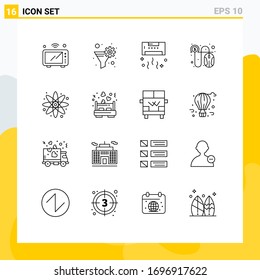 16 Thematic Vector Outlines and Editable Symbols of cash; pay; gear filter; click; summer Editable Vector Design Elements
