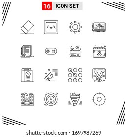 16 Thematic Vector Outlines and Editable Symbols of aid; degree; book; contract; business Editable Vector Design Elements