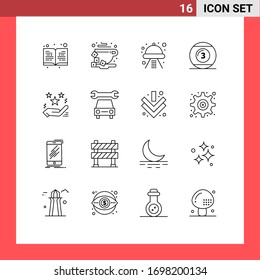 16 Thematic Vector Outlines and Editable Symbols of magic; snooker; ship; play; football Editable Vector Design Elements