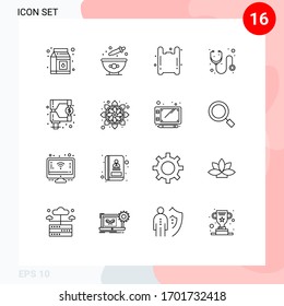 16 Thematic Vector Outlines and Editable Symbols of regulation; funds; gas; stethoscope; hospital Editable Vector Design Elements