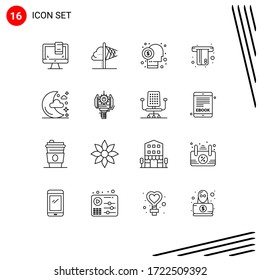 16 Thematic Vector Outlines and Editable Symbols of credit; card; inspiration; atm; investor Editable Vector Design Elements