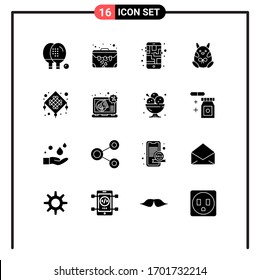 16 Thematic Vector Solid Glyphs and Editable Symbols of chinese; baby; suit case; easter; route Editable Vector Design Elements