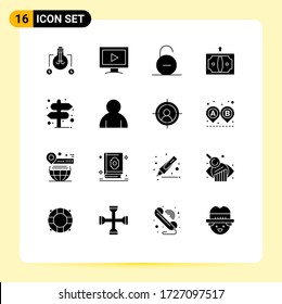 16 Glifos sólidos vectoriales temáticos y símbolos editables de dirección; financiación; bloqueo; negocio; elementos de diseño de vectores editables de seguridad