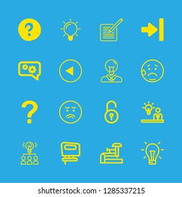 16 thinking icons with brainstorming and question mark in this set
