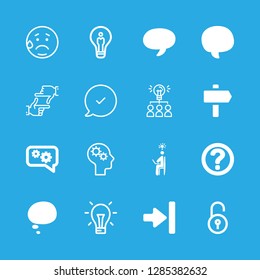 16 thinking icons with thinking bubble and idea in this set