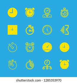 16 timer icons with analogic stopwatch and clock in this set