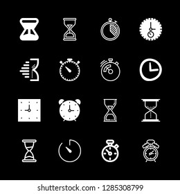 16 timer icons with hourglass running and sand clock in this set