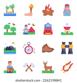 16 Top Trendy Flat Icons of Camping 

