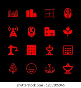 16 tower icons with ecologic electricity and satellite dish in this set