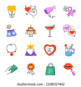 16 Trendy Flat Icons of Valentine's Day 

