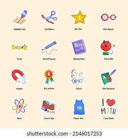 16 pegatinas planas de moda para equipos escolares 

