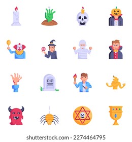 16 Trendy Sorcery Characters Flat Icons 

