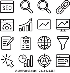 16 unique SEO and digital marketing vector icon