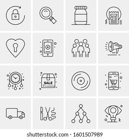 16 Universal Business Icons Vector. Creative Icon Illustration to use in web and Mobile Related project.