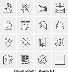 16 Universal Business Icons Vector. Creative Icon Illustration to use in web and Mobile Related project.