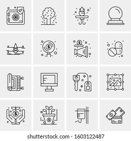 16 Universal Business Icons Vector. Creative Icon Illustration to use in web and Mobile Related project.