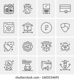 16 Universal Business Icons Vector. Creative Icon Illustration to use in web and Mobile Related project.