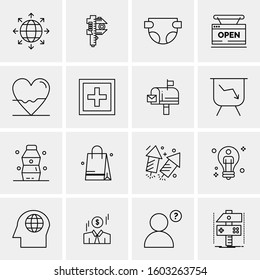 16 Universal Business Icons Vector. Creative Icon Illustration to use in web and Mobile Related project.