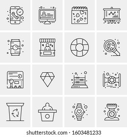 16 Universal Business Icons Vector. Creative Icon Illustration to use in web and Mobile Related project.