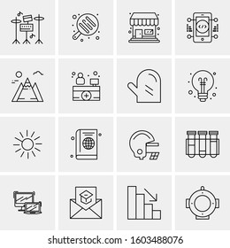 16 Universal Business Icons Vector. Creative Icon Illustration to use in web and Mobile Related project.