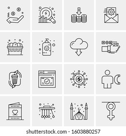 16 Universal Business Icons Vector. Creative Icon Illustration to use in web and Mobile Related project.