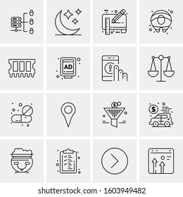 16 Universal Business Icons Vector. Creative Icon Illustration to use in web and Mobile Related project.