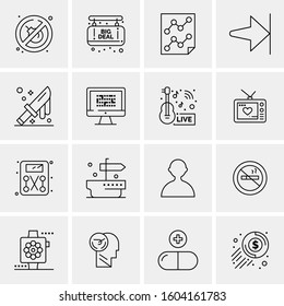 16 Universal Business Icons Vector. Creative Icon Illustration to use in web and Mobile Related project.