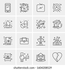 16 Universal Business Icons Vector. Creative Icon Illustration to use in web and Mobile Related project.
