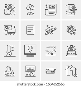 16 Universal Business Icons Vector. Creative Icon Illustration to use in web and Mobile Related project.