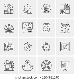 16 Universal Business Icons Vector. Creative Icon Illustration to use in web and Mobile Related project.