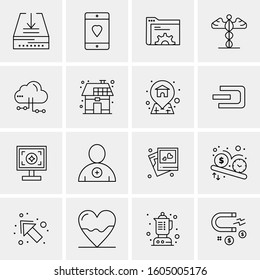 16 Universal Business Icons Vector. Creative Icon Illustration to use in web and Mobile Related project.