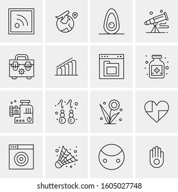 16 Universal Business Icons Vector. Creative Icon Illustration to use in web and Mobile Related project.