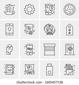 16 Universal Business Icons Vector. Creative Icon Illustration to use in web and Mobile Related project.