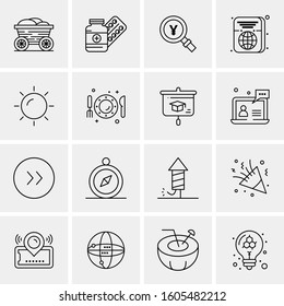 16 Universal Business Icons Vector. Creative Icon Illustration to use in web and Mobile Related project.