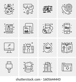 16 Universal Business Icons Vector. Creative Icon Illustration to use in web and Mobile Related project.