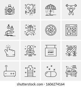 16 Universal Business Icons Vector. Creative Icon Illustration to use in web and Mobile Related project.