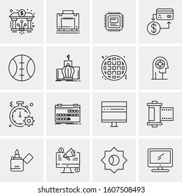 16 Universal Business Icons Vector. Creative Icon Illustration to use in web and Mobile Related project.