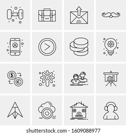 16 Universal Business Icons Vector. Creative Icon Illustration to use in web and Mobile Related project.