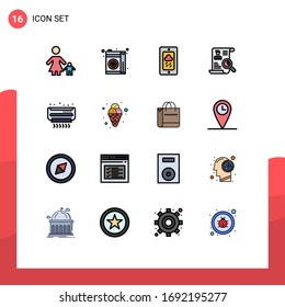 16 Universal Flat Color Filled Lines Set for Web and Mobile Applications search; cv; orange; portfolio; rainy Editable Creative Vector Design Elements