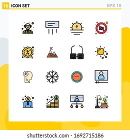 16 Señales de línea plana de color universal Símbolos de venta; insignia; sol; fotografía; elementos de diseño de vectores creativos editables de imágenes