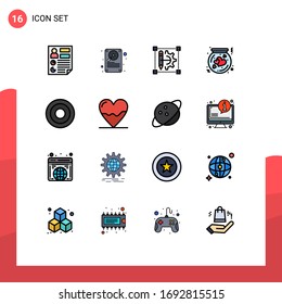 16 líneas planas de color universal con relleno establecidas para aplicaciones web y móviles; frasco; almacenamiento; frasco; elementos de diseño de vectores creativos editables para impresoras