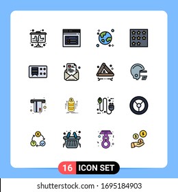 16 Universal Flat Color Filled Line Signs Symbols of star; office; browser; business; planet Editable Creative Vector Design Elements