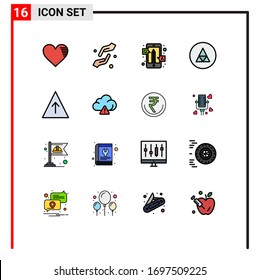 16 Universal Flat Color Filled Lines Set for Web and Mobile Applications sign; magic; help; questions; online Editable Creative Vector Design Elements