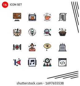 16 Universal Flat Color Filled Lines Set for Web and Mobile Applications balance; accounting; commerce; tea; cup Editable Creative Vector Design Elements