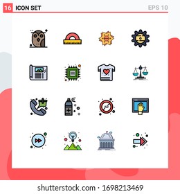 16 Universal Flat Color Filled Line Signs Symbols of food; cap; geometry; bottle; logo Editable Creative Vector Design Elements