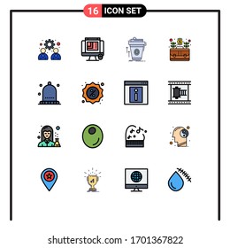 16 Universal Flat Color Filled Lines Set for Web and Mobile Applications grow; case; product; business; brand marketing Editable Creative Vector Design Elements