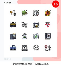 16 líneas planas de color universal para la venta de aplicaciones web y móviles; similares; contaminación; garantía; información Elementos de diseño de vectores creativos editables