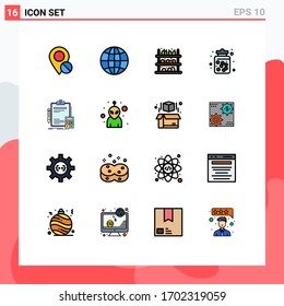 16 Universal Flat Color Filled Lines Set for Web and Mobile Applications sweets; dessert; design; candy jar; fruit Editable Creative Vector Design Elements